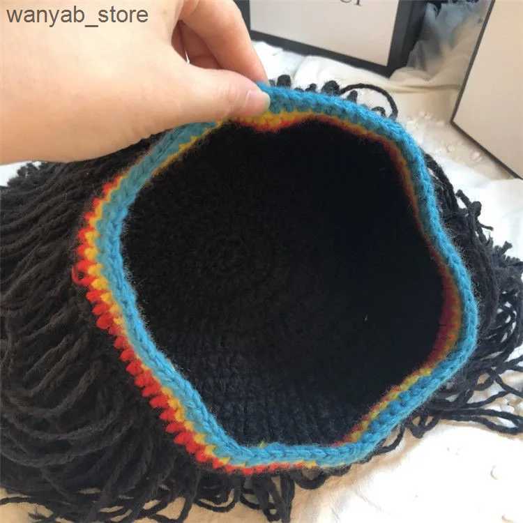 Wide Brim Hats Bucket Hats Rasta Wig Beanie Men Hip Hop Caps Woolen Handmade Crochet Hat Gorro Halloween Xmas Birthday Gifts Funny Party braid Wig L24