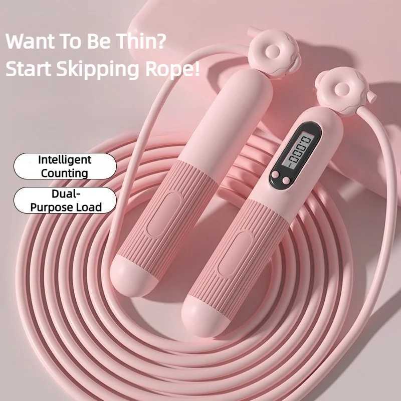 Jump rope with Counter Adjusteab Skip Calorie Smart for fitness and weight loss counting steel Traini home exerciseW241101