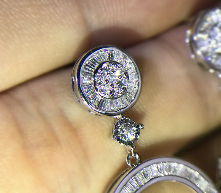 Circle Dangle Earrings: 2024 Jewelry Sterg Sier Princess White Zircon Party Wedding Earring for Women