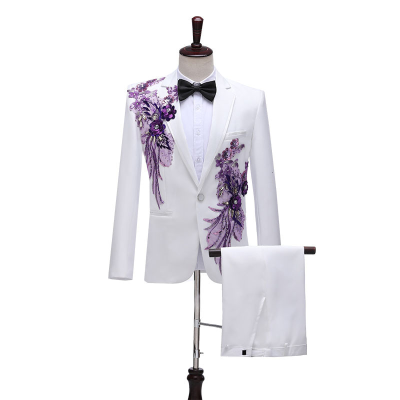 Men s Suits Blazers G N Series Men Blazer Beautiful Lilac Purple Floral Pattern Tuxedos 3 Pieces Formal Party Costume Homme Slim Fit 231114