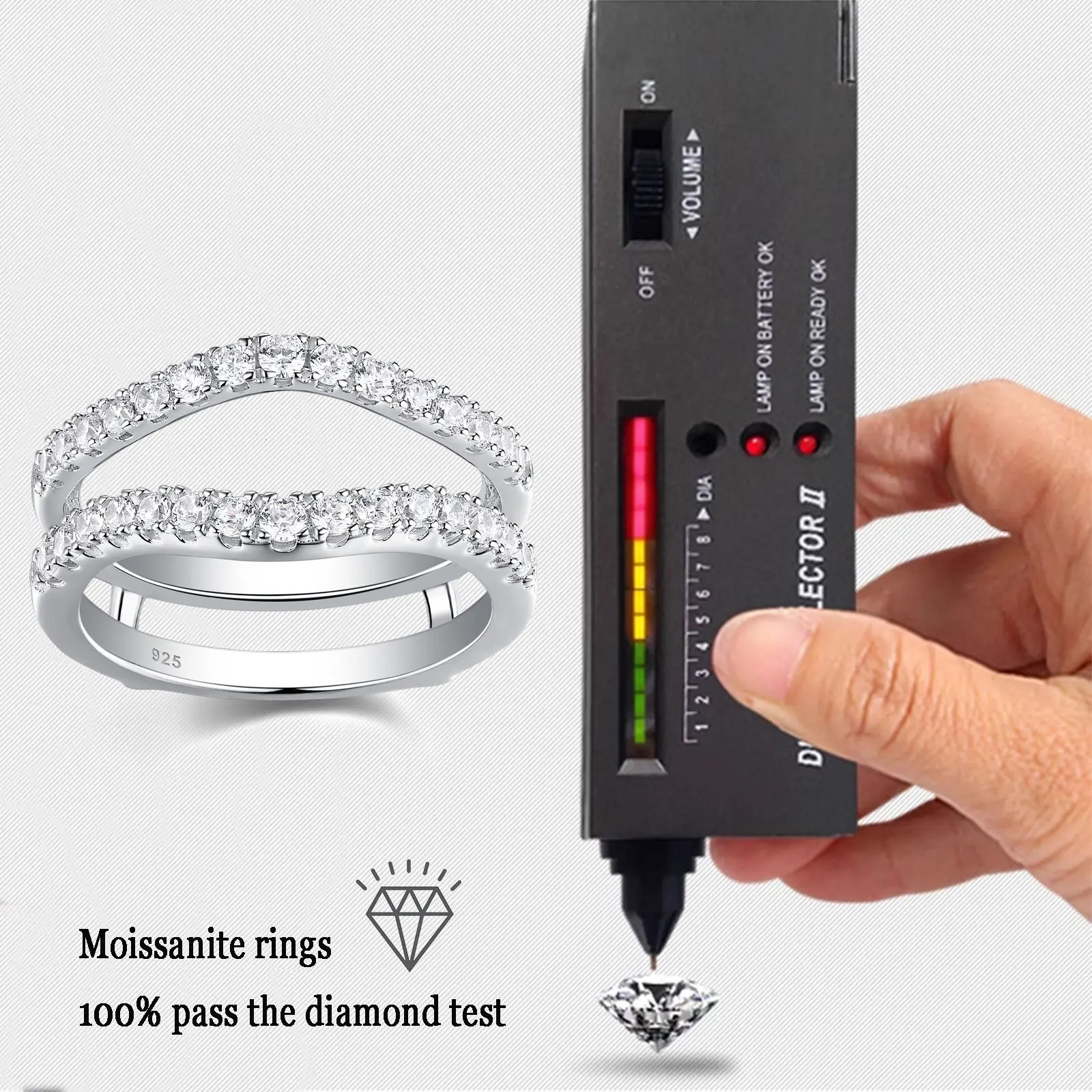 she 925 Sterling Silver Rings for Women Engagement Wedding Band Simulated Diamond Jewelry Enhancer Ring 241031