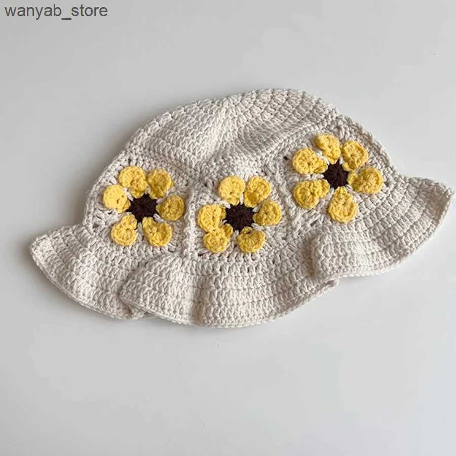 Wide Brim Hats Bucket Hats Flower Patch Crochet Sunflower Crochet Bucket Hat Knitted Sun Hat Granny Square Handmade Foldable Floppy Beach Hat Cute Com