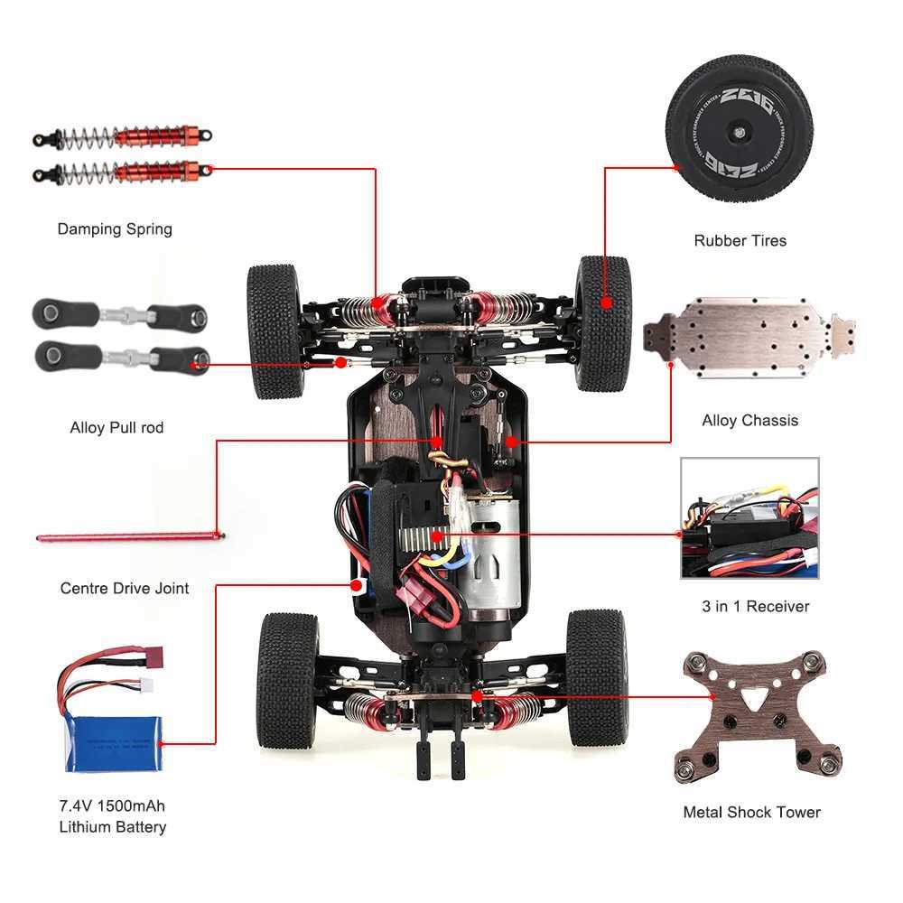 Wltoys XKS 144001 1/14 RC car 60Km/h high-speed RC racing car 2.4GHz RC car 4WD 550 motor RC off-road drift car RTR X241101