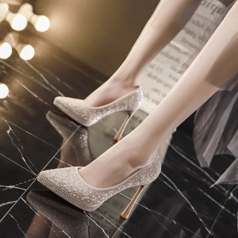 Wedding Two Wear Crystal Wedding Shoes Temperament Bridesmaid Bridal Shoes French Evening Dress Heels 241031
