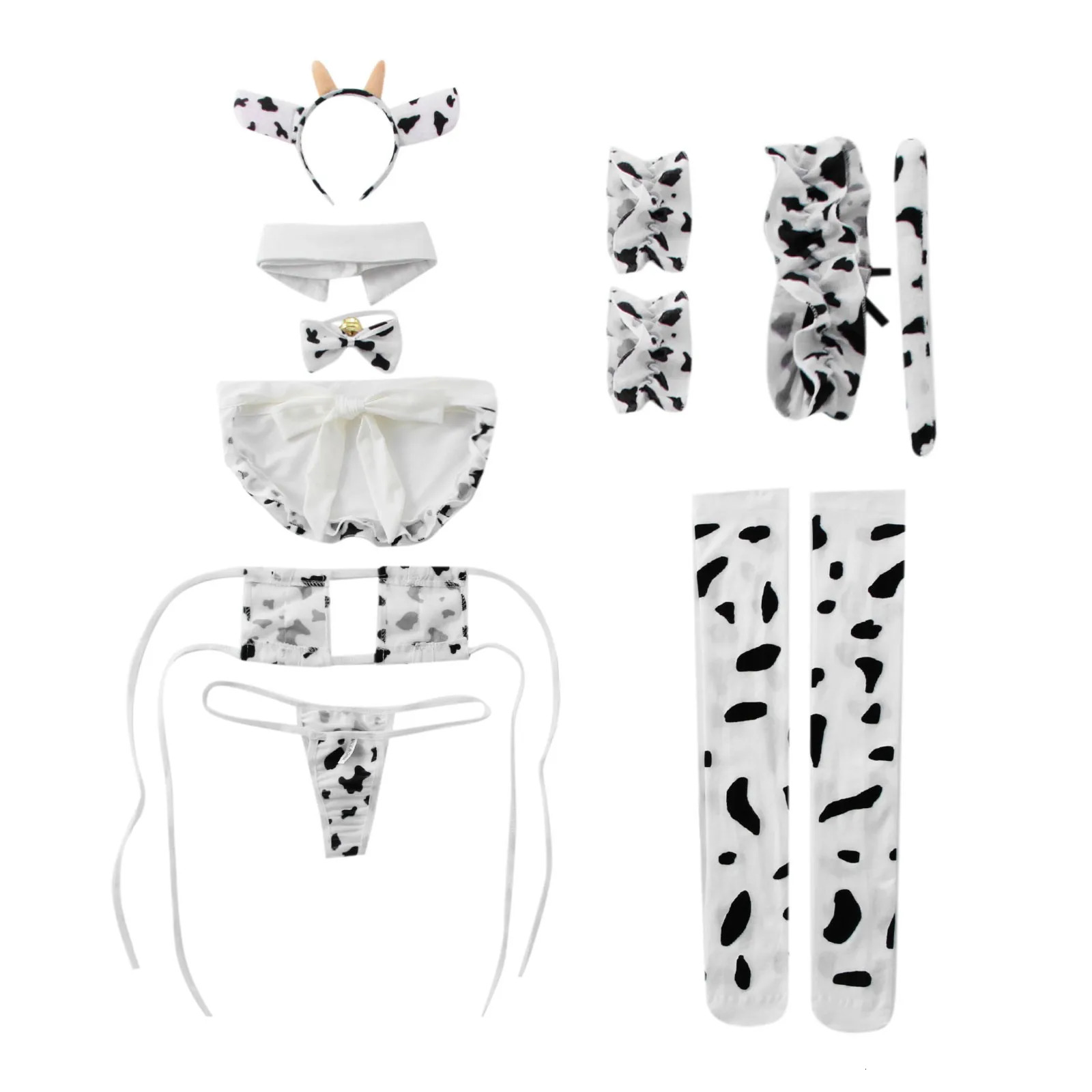 Sexy Lingerie For Womens Push Up Seductive Underwear Cute Cow Set Fashionable Cosplay Nightwear Temption Open Clothes Beautiful 241031