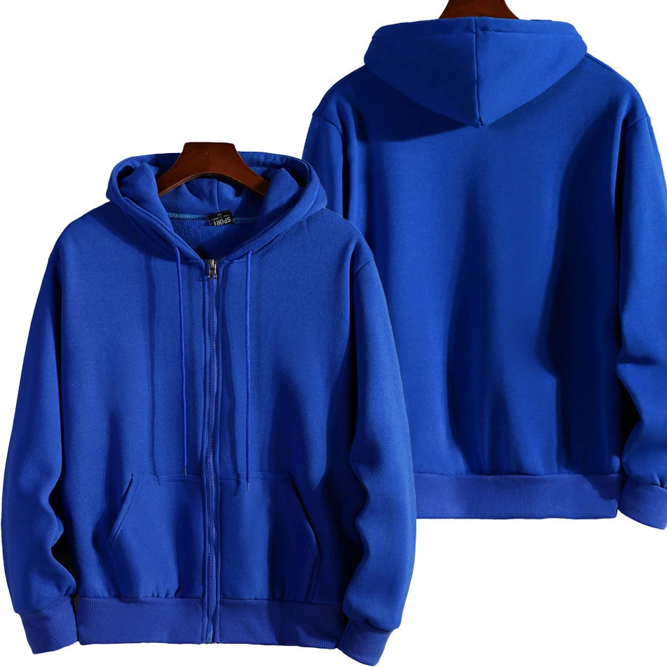 Fashion Zipper HoodieMen Long Sleeve Hooded Sweatshirt Casual Autumn Winter Sportwear Solid Clothes 241024