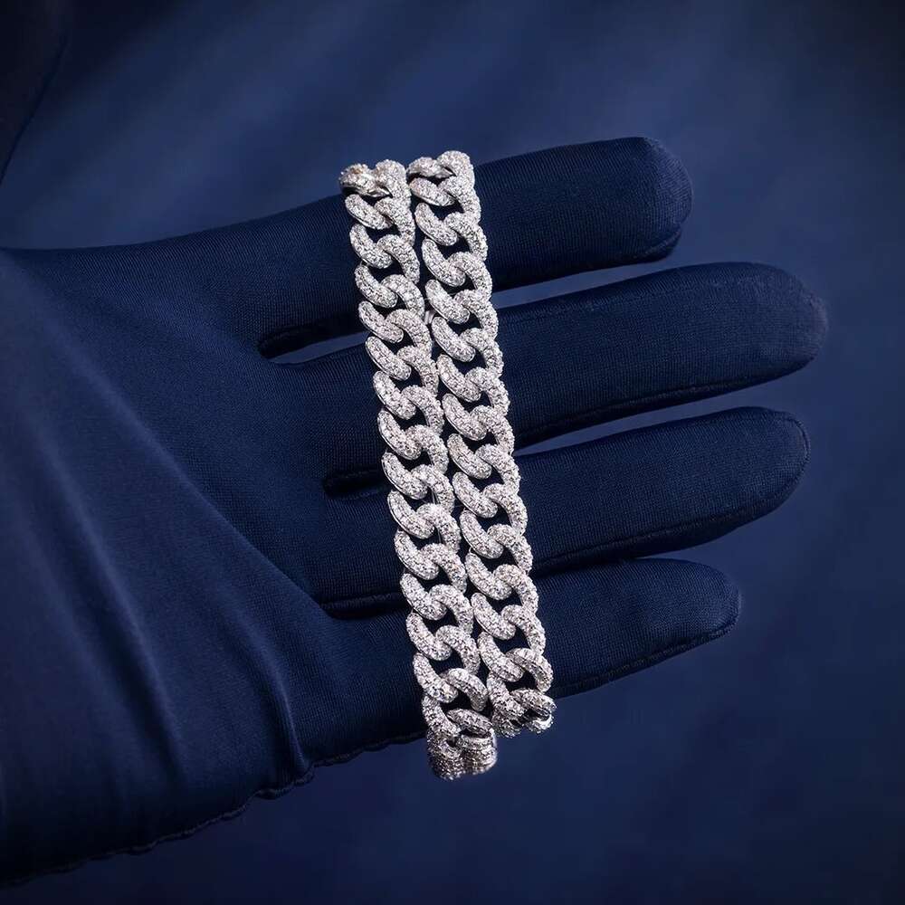 Hip Hop Jewelry 925 Sterling Silver Iced Out 10mm Miami Moissanite Cuban Link Chain Necklace