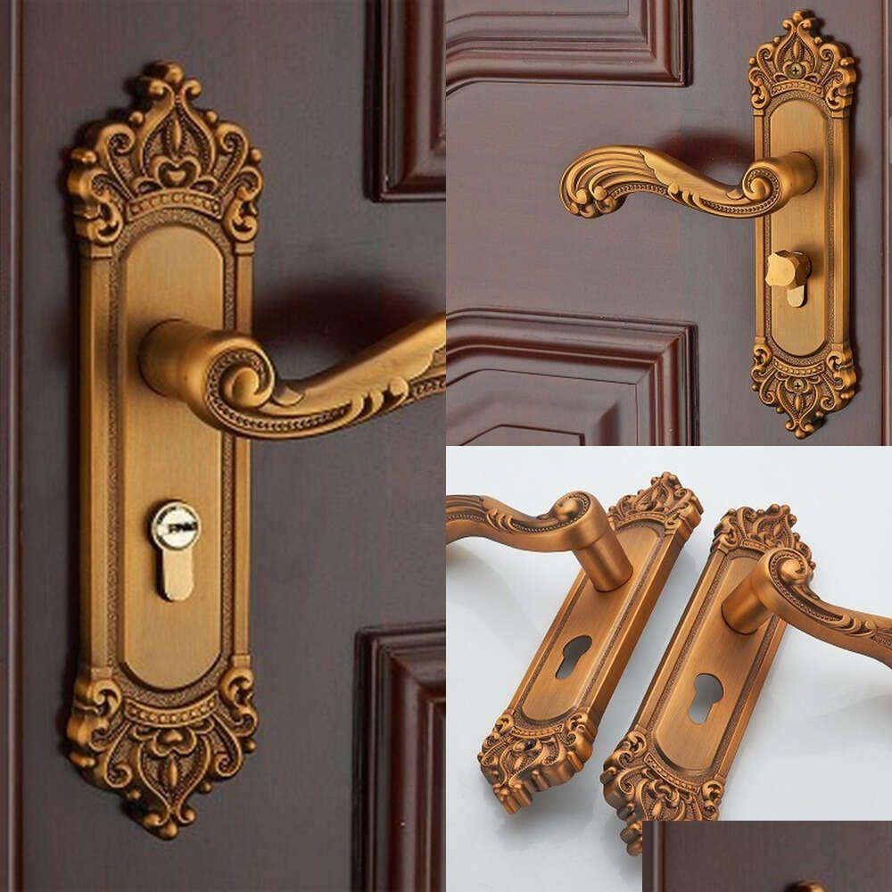 Other & New Vintage Mute Room Aluminum Alloy Interior Door Handle European Style Antitheft Gate Lock Furniture Hardware Drop Delivery Otpuk