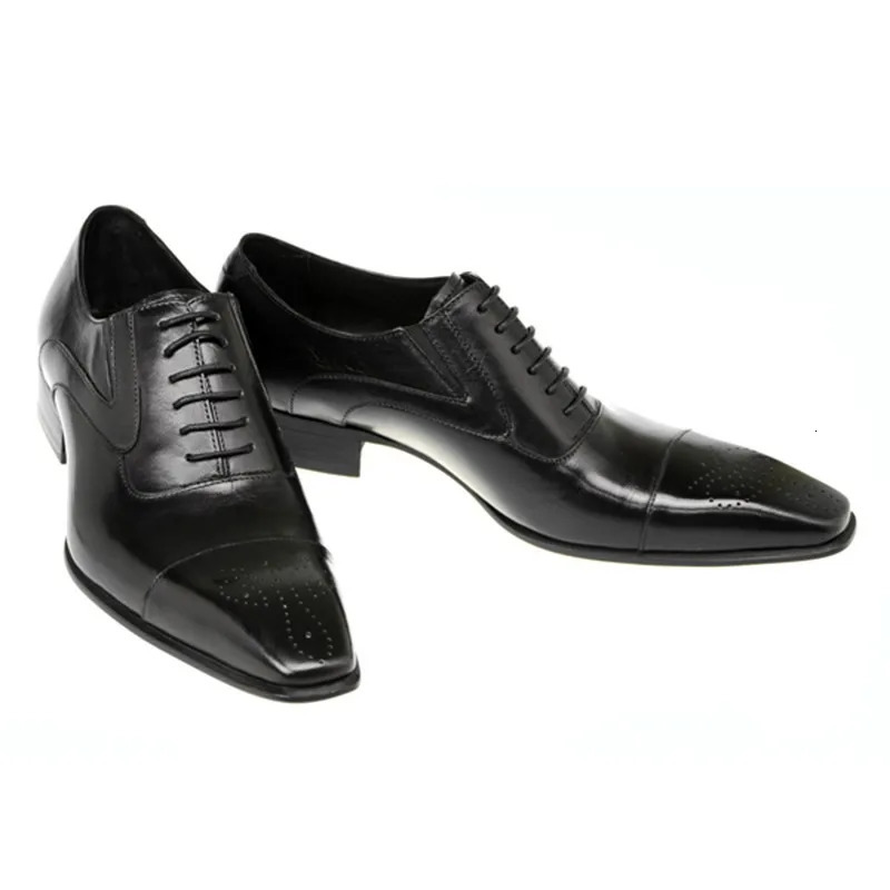 Mens shoes casual single leather small square toe mens shoes genuine black elegant high-quality 241031