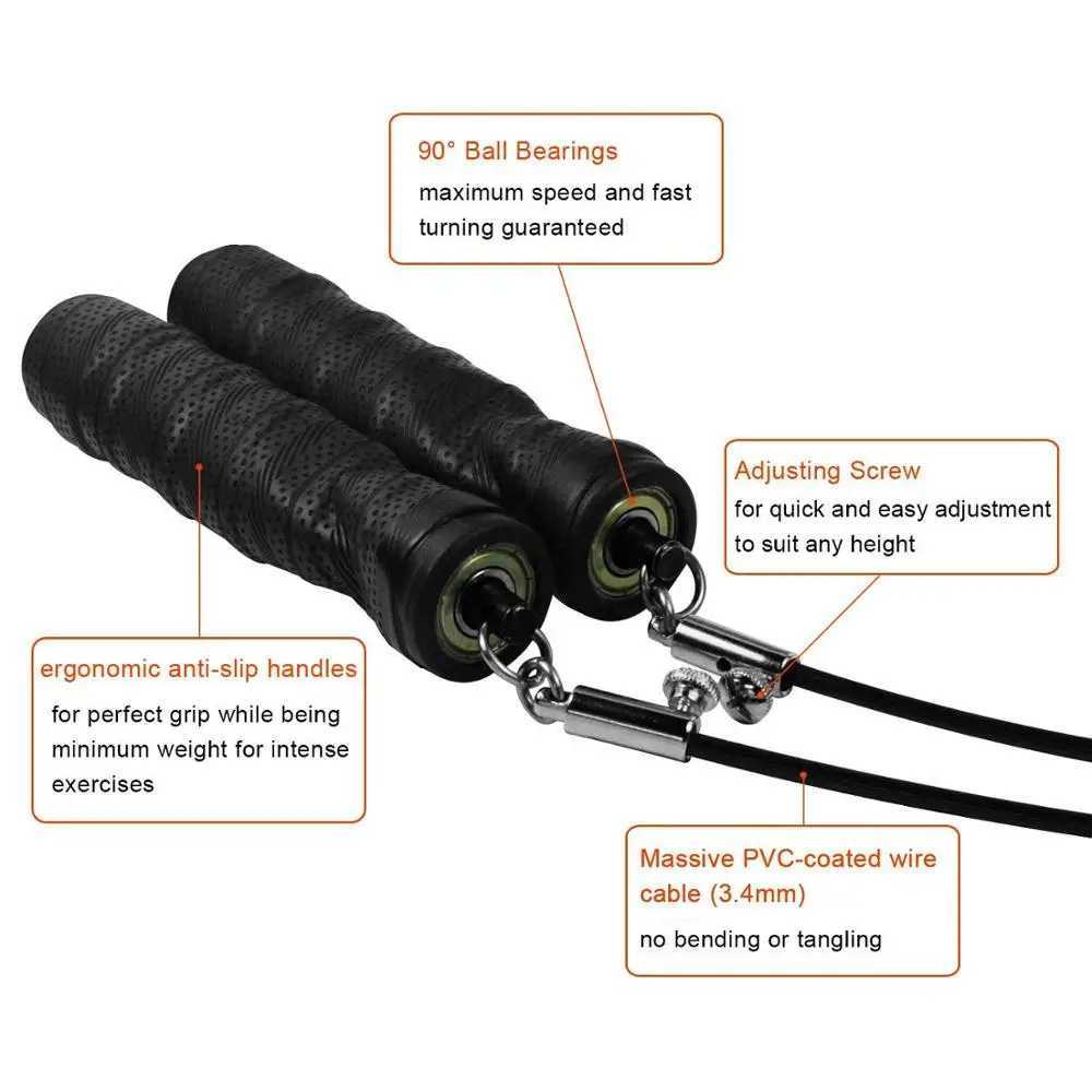 Steel wire heavy-duty jumper speed Fitn rope solid PVC rubber coated bearing high-speed cabW241101