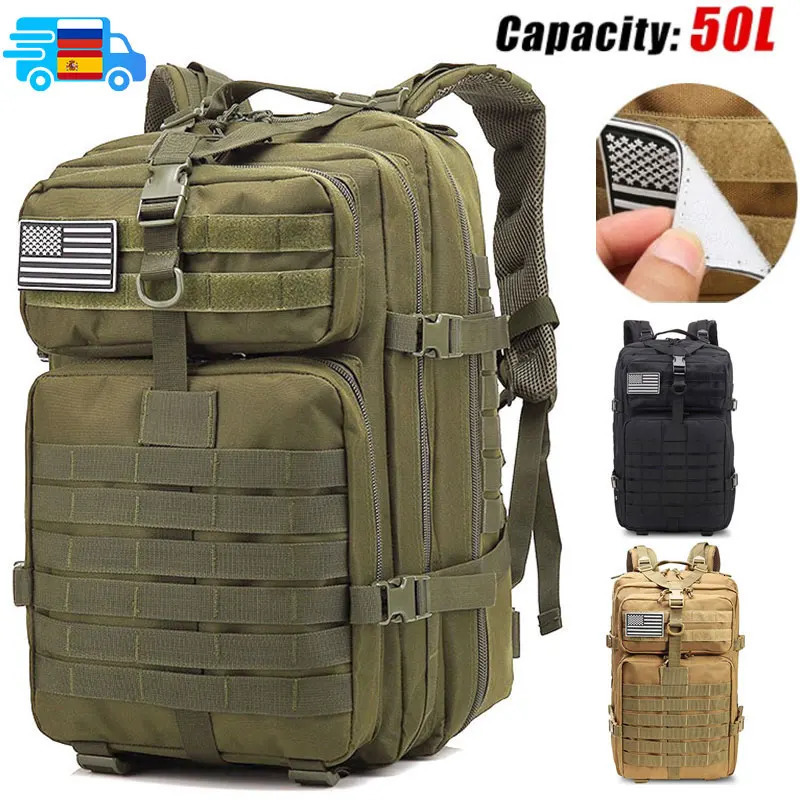 Large Capacity Waterproof Tactical Backpack for Men 3P Softback Outdoor Bug Rucksack Hiking Camping Hunting Bags 50L 241029