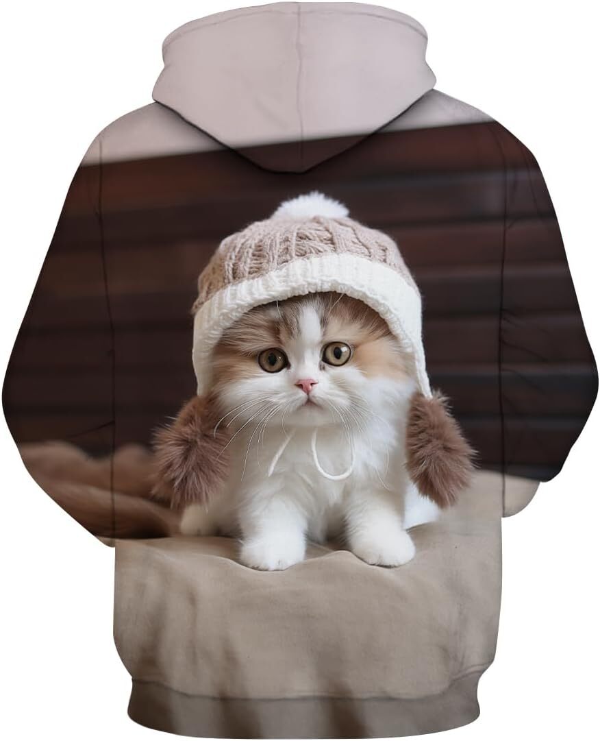 Hoodie for Mens Womens Funny Cute Cat Hoodie Animal Graphic Sweatshirt Graphic Hoodies sweatshirt Creative fashion cool Pullover Long Sleeve