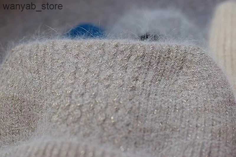 Wide Brim Hats Bucket Hats 2024 winter Angora rabbit hair warm knitting cat ear cute leisure lady Skullies Beanies cap men women cool hat L240910