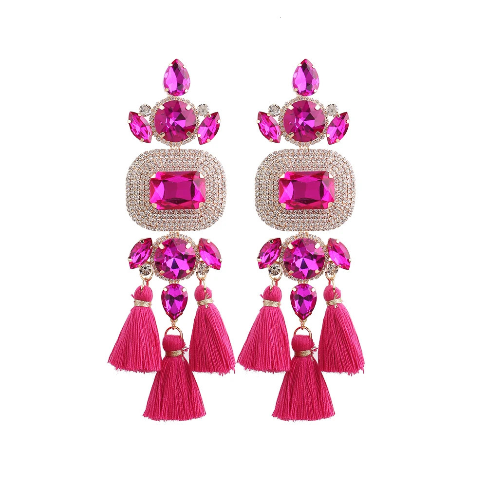 Oversized rhinestone earrings tassel pendant earrings wedding jewelry ious crystal bridal pendant earrings 241031