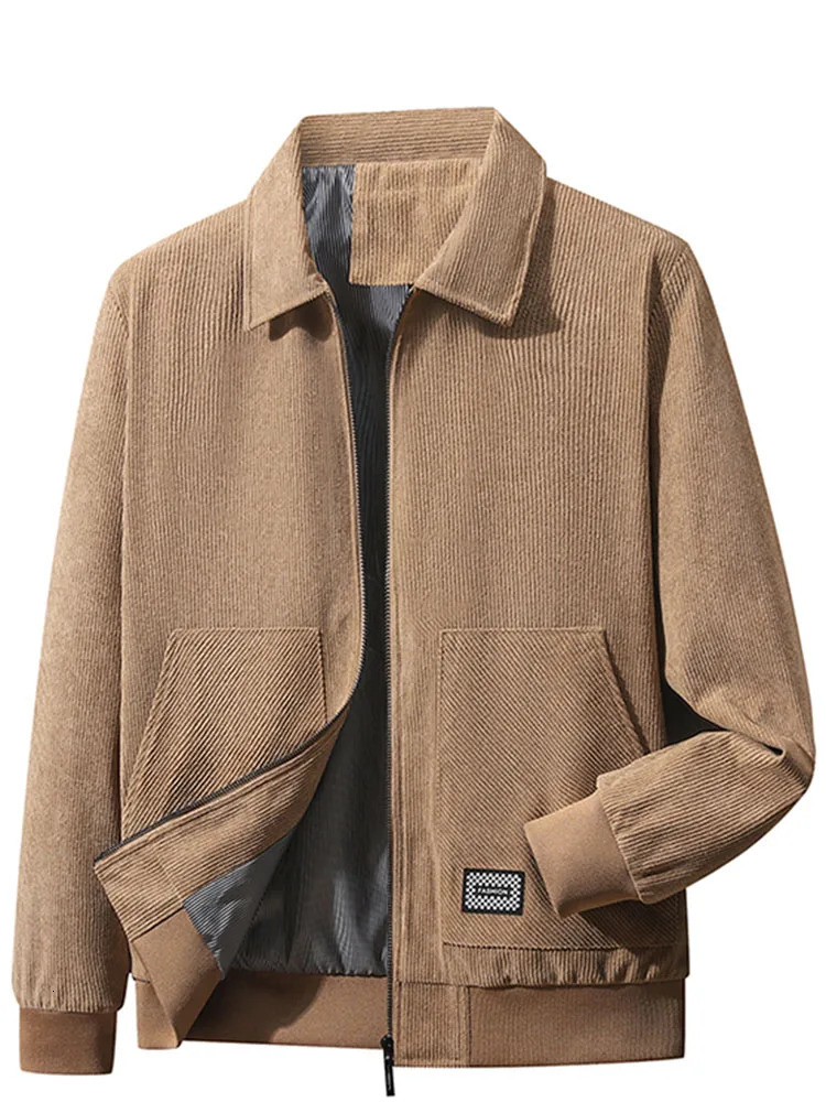 Mens Casual Windproof Warm Corduroy Lapel Fashion Simple Lightweight Lines Smooth Large Size Trend Winter CottonPadded Coat 241024