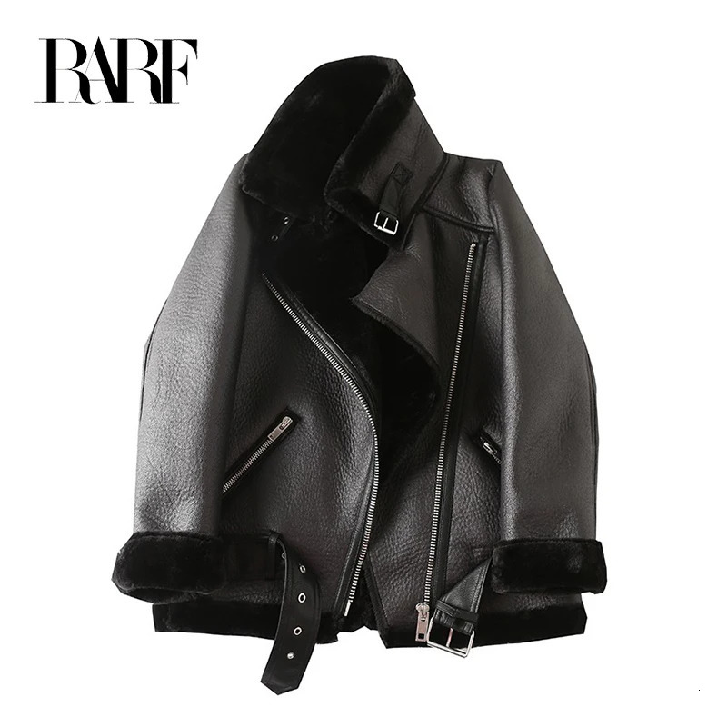 RARF The womens jacket with extra thick warm and extra thick lamb feather rider jacket with artificial fur 241024