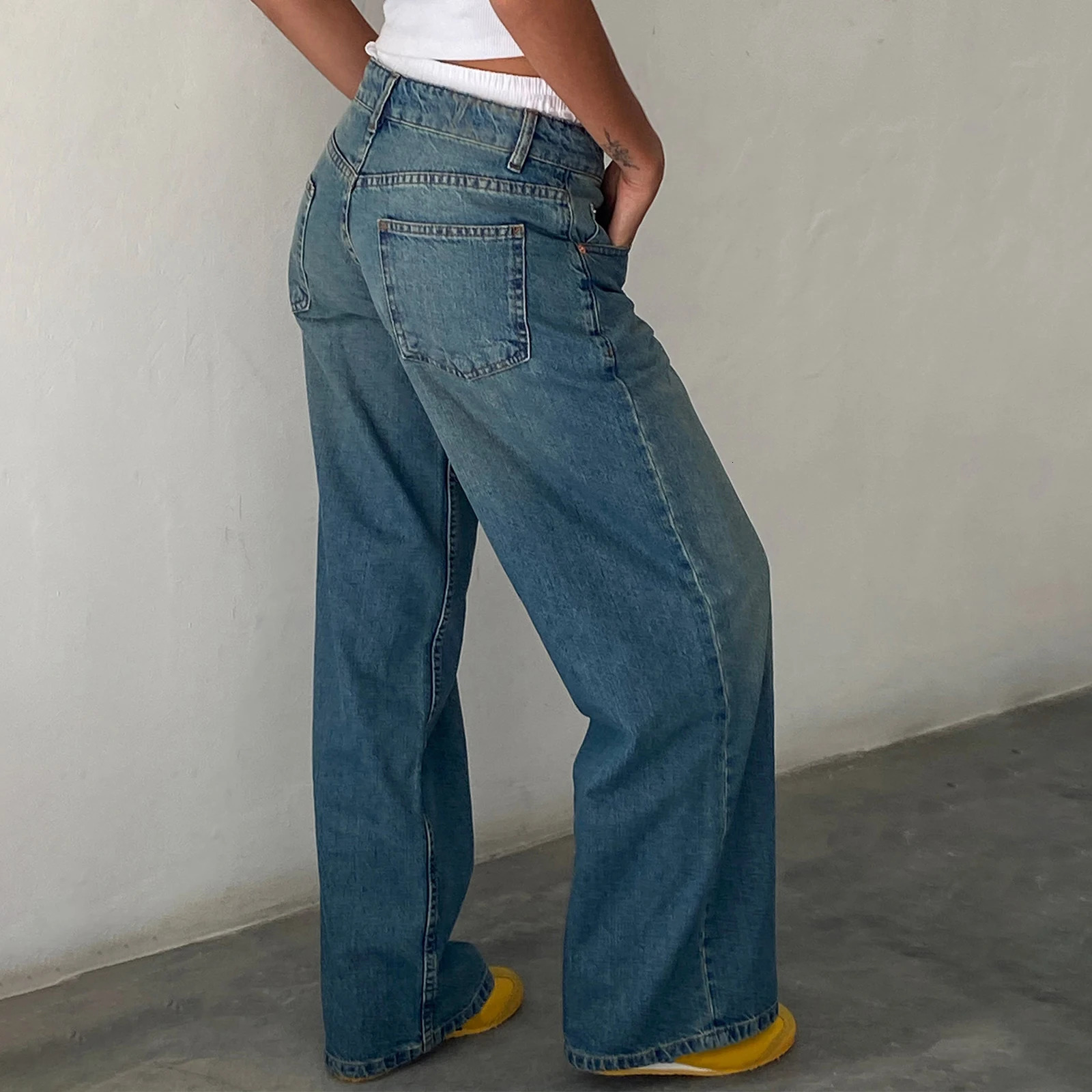 Harajuku Y2K Baggy Jeans Women Streetwear Retro Fashion Autumn High Waist Pants Loose Wide Leg Denim Trousers Female Clothes 241031