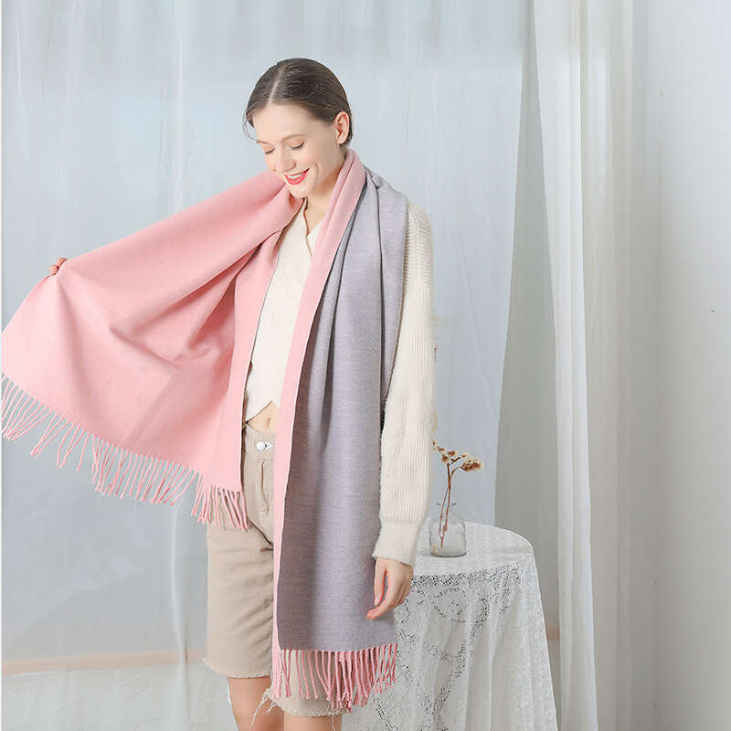 Double sided for women in autumn winter, thickened warm men's shawl, 2024 new wool and cashmere scarf