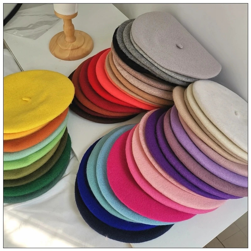 Women Wool Berets French Artist Style Warm Winter Beanie Hat Retro Plain Beret Solid Color Elegant Lady All Matched Autumn Caps 241031