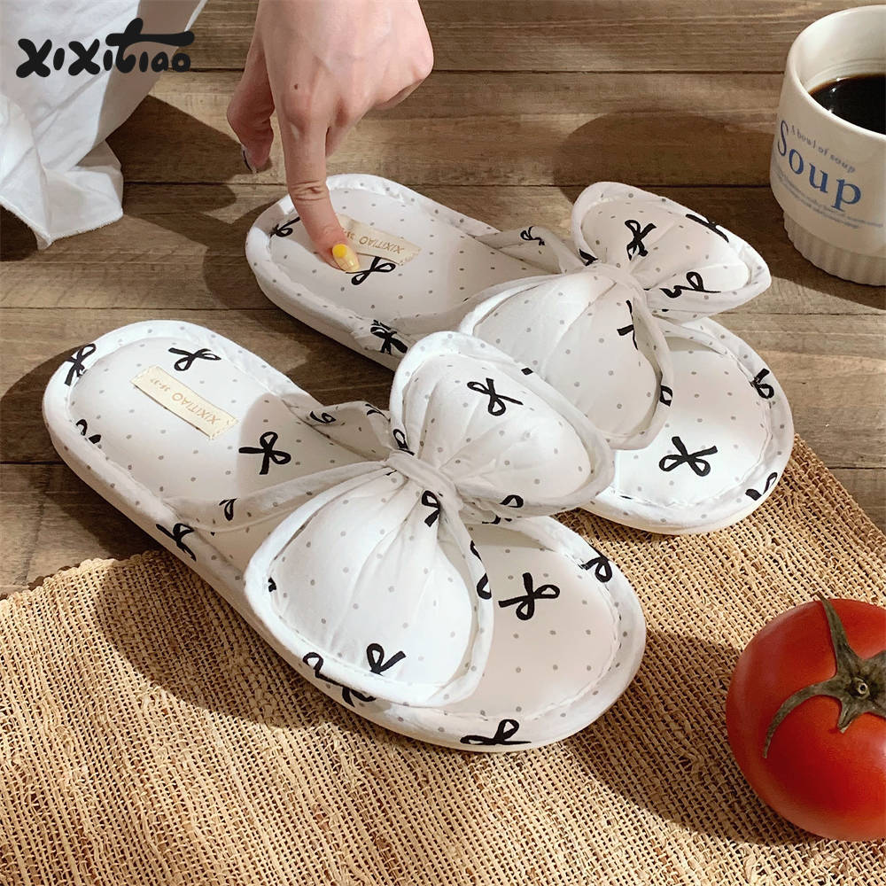 Slippers Summer Bow New fashion Girl Heart Family Bathroom non-slip Cool slippers with foot double strap cool slippers