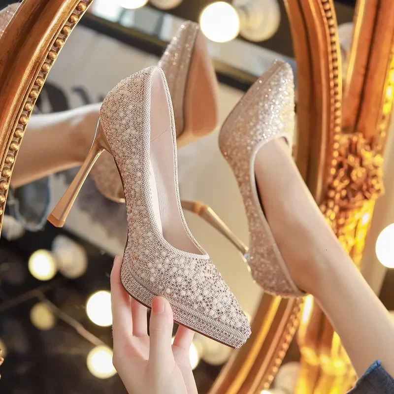 Wedding Two Wear Crystal Wedding Shoes Temperament Bridesmaid Bridal Shoes French Evening Dress Heels 241031