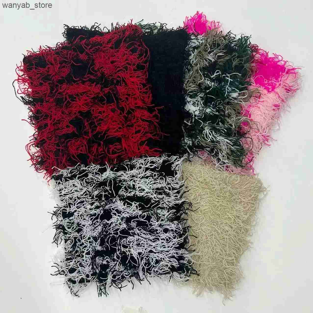 Wide Brim Hats Bucket Hats Hip Hop Distressed Knitted Caps Unisex Winter Y2k Cat Ears Little devil Beanies Outdoor Fuzzy Thick Warm Balaclava Hat L240