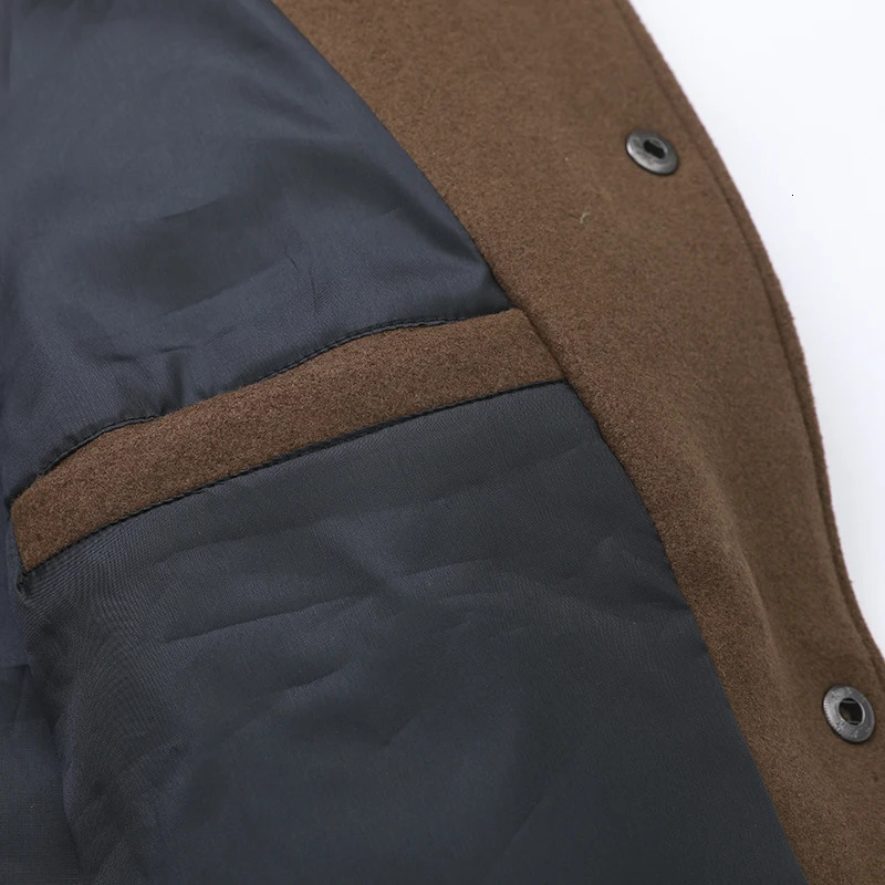 Mens embroidery patch work wool bomber jacket retro leather pilot jacket casual loose Pu baseball jacket men 241031 - view 7