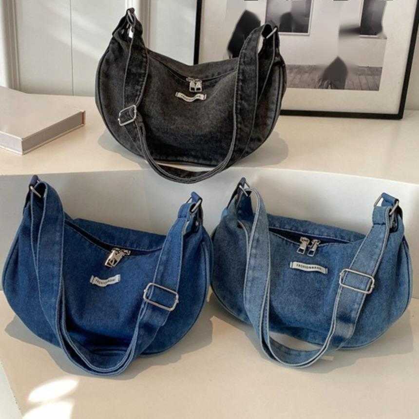 Shoulder Bags Niche Design Crossbody Bag For Women Denim Dumpling Bag Simple Versatile Small Shoulder Bag Commuting Single Shoulder Bag 241015