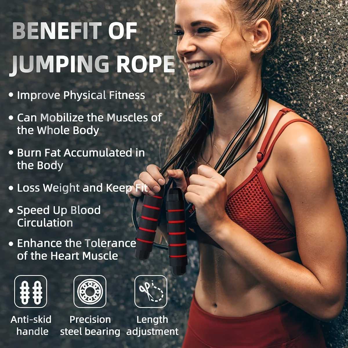 1 ski rope adjustable skipping rope used for aerobic exercise speed training weight loss fitnessW241101