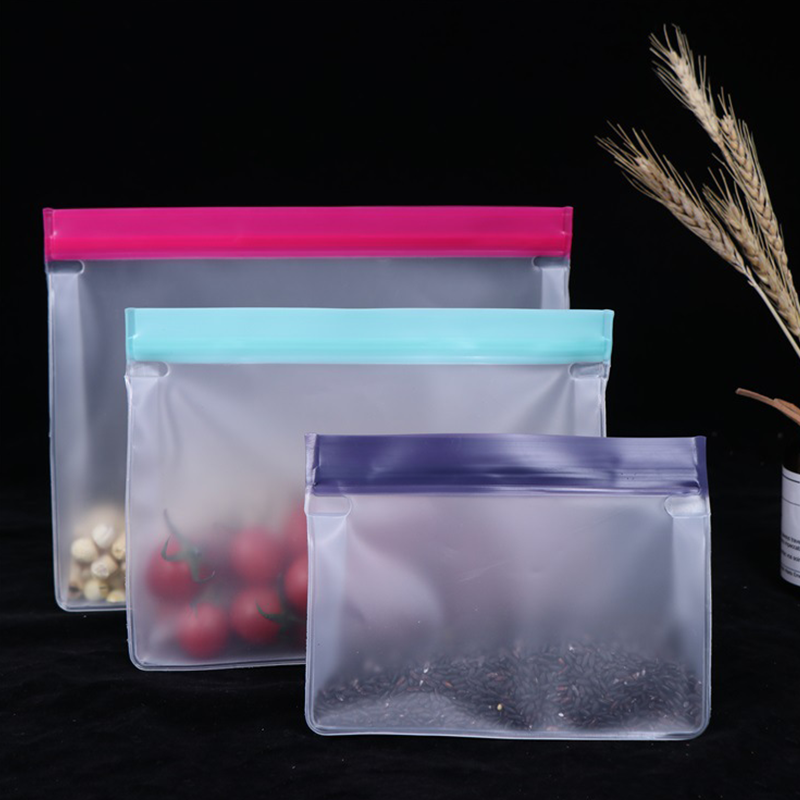 Cross border vertical sealed packaging bag PEVA food storage fresh-keeping bag reusable household thick frozen self sealing bag