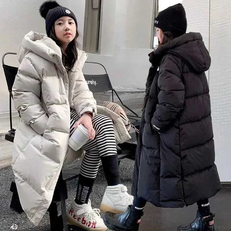 Girls winter clothing thick and warm long park fashionable and casual hoodie childrens jacket 10-12 13-year-old teenagers jacket 241031 - view 6
