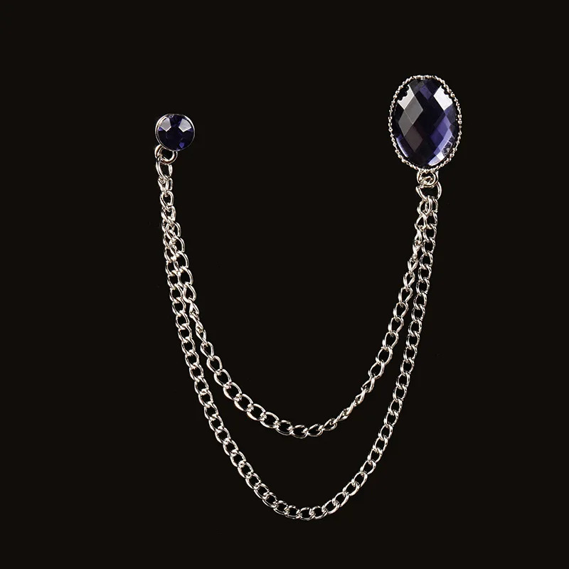 SKEDS Fashion Men Classic Chain Brooches Suit Jewelry Vintage Crystal Decoration Banquet Brooch Badges Pin Corsage 241031