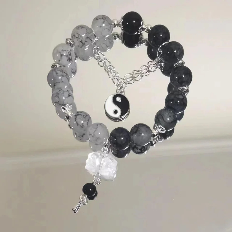 Simple Beads Crystal Bracelet For Women Girls Korean ins Flower Feather Tassel Bracelets Friend Jewelry Gifts 2024 241031