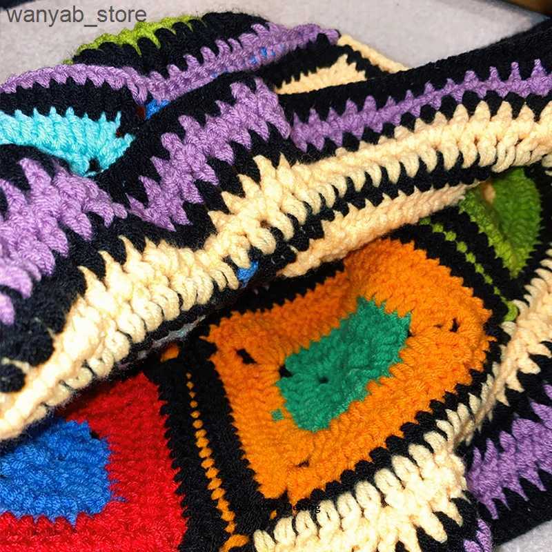 Wide Brim Hats Bucket Hats 2023 NEW Womens Handmade Crochet Bucket Hats Y2k Fashion Summer Beach Hat Korean Hollow Knitted Hat L240910