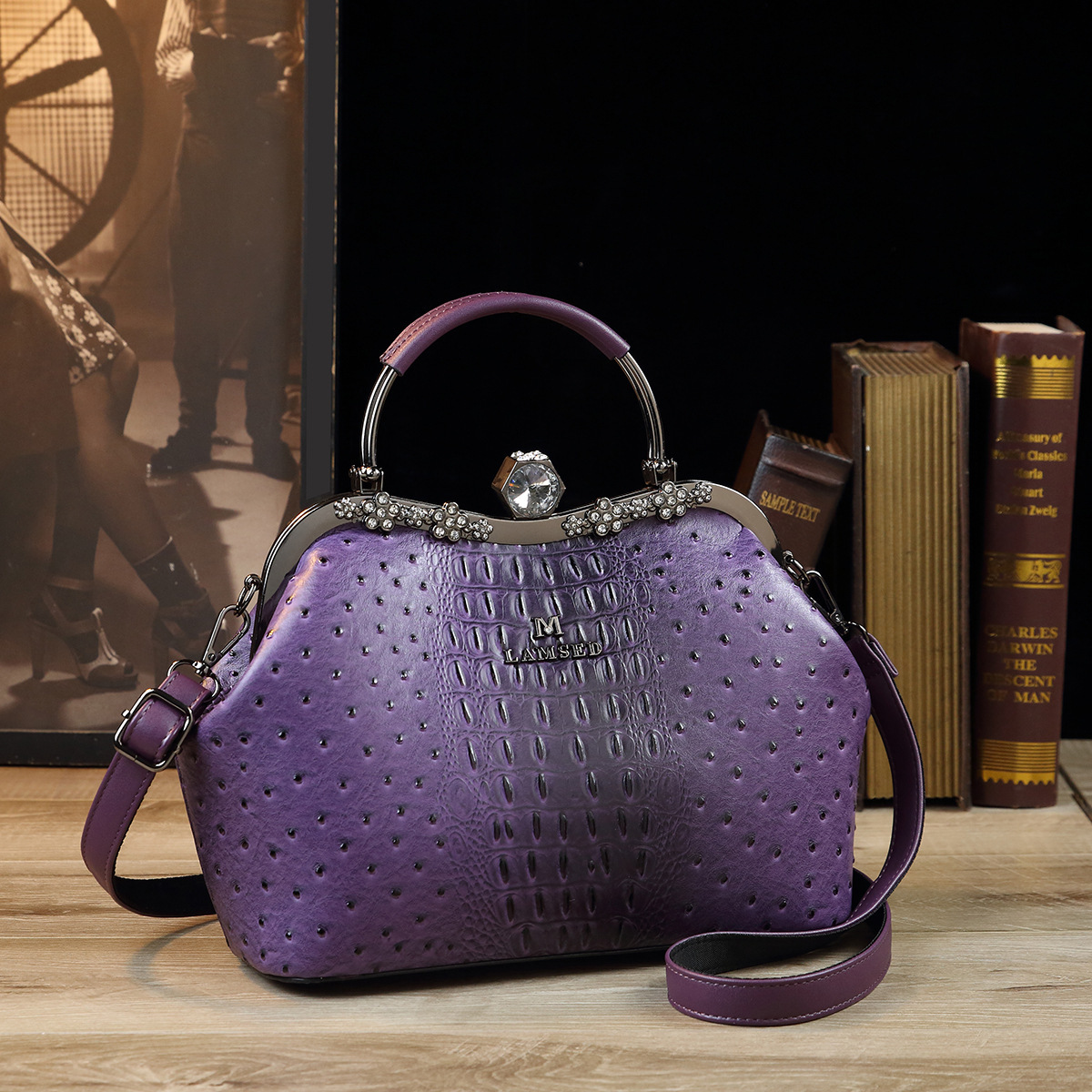 New Fashion Style Lacquer Leather Large Capacity Women's Fashion Crocodile Pattern Banquet Bag