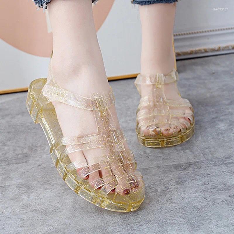 Sandals Women's PVC Casual Jelly Crystal Shoes Summer Roman Retro Flat Fashion hurenlakeshoes hurenlakeshoes hurenlakeshoes