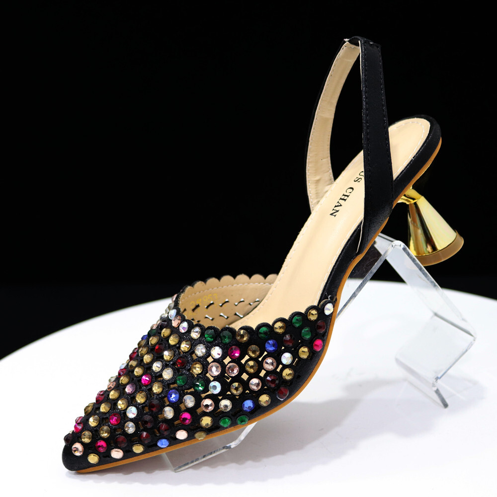 Venus Chan 2023 New INS High-Heeled Pointed Toe Wedding Shoes Colorful Full Dia Design Shoe And Bag Set For Nigeria Party 241110