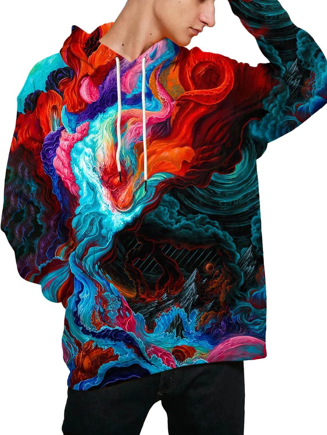 Hoodie for Mens Womens Unisex 3D Printed Hooded Sweatshirt Casual Pullover Hoodie with Big Pockets Graphic Trendy Warmth cool