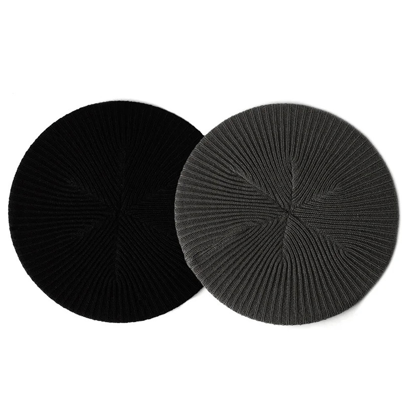 Geebro Womens Fashion Casual Plain Knit Beret Hat Spring Autumn Berets for Women Ladies Elastic Artist Beanie Hats 241031