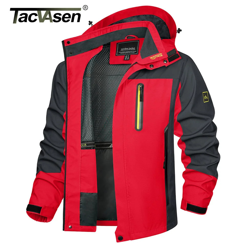 TACVASEN Waterproof Lightweight Jacket Mens Mesh Lined Outdoor Windproof Fishing Hiking Rain Coat Male Windbreaker 241024