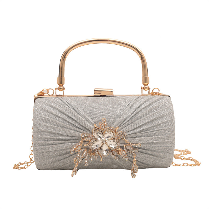 New fashion diamond studded pleated skirt handbag, socialite dinner bag, fashion chain single shoulder crossbody bag