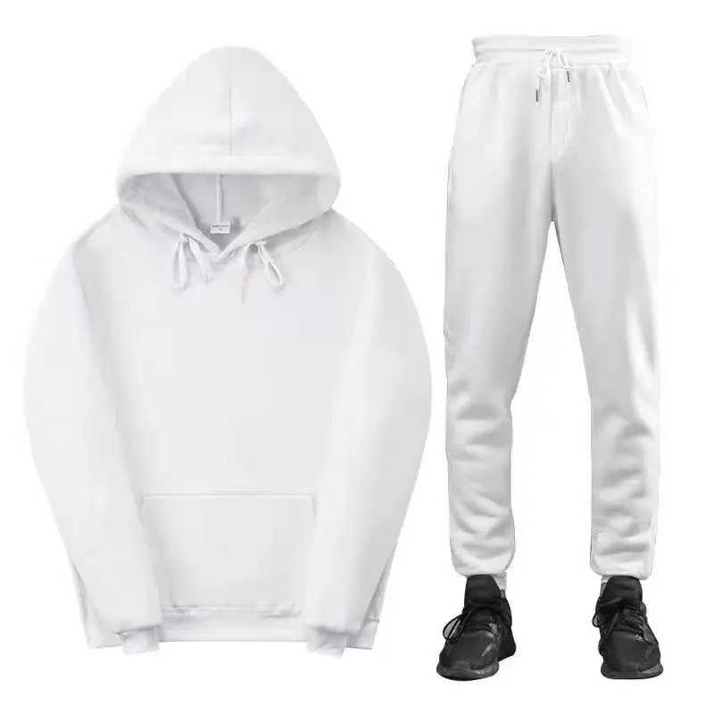 Men Women Tracksuit Hoodies Casual Solid Color Thick Pullover and Long Pant 2piece Set Autumn Fleece Jogger Sports Suit 241031