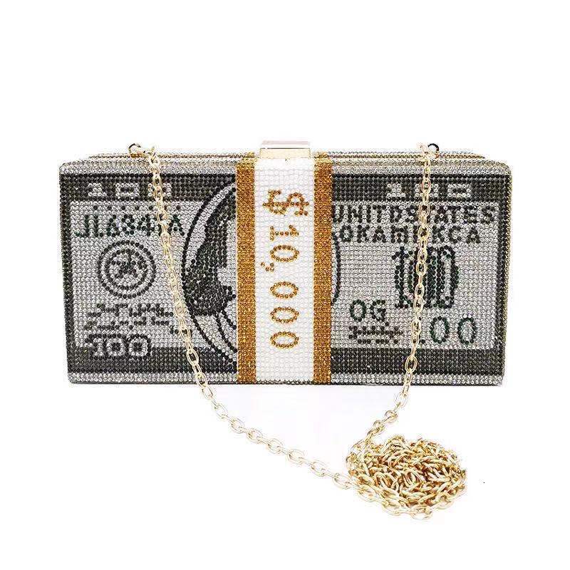 New popular USD high flash slanted hanging square handbag, evening dress, fashionable banquet bag, rhinestone