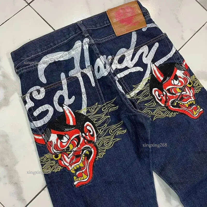 Men's Jeans Letter Graphic Print Men's High Street Hip Hop Vintage Loose Straight Micro Stretch Jeans Streewear