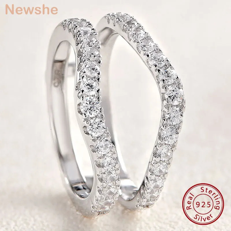 she 925 Sterling Silver Rings for Women Engagement Wedding Band Simulated Diamond Jewelry Enhancer Ring 241031