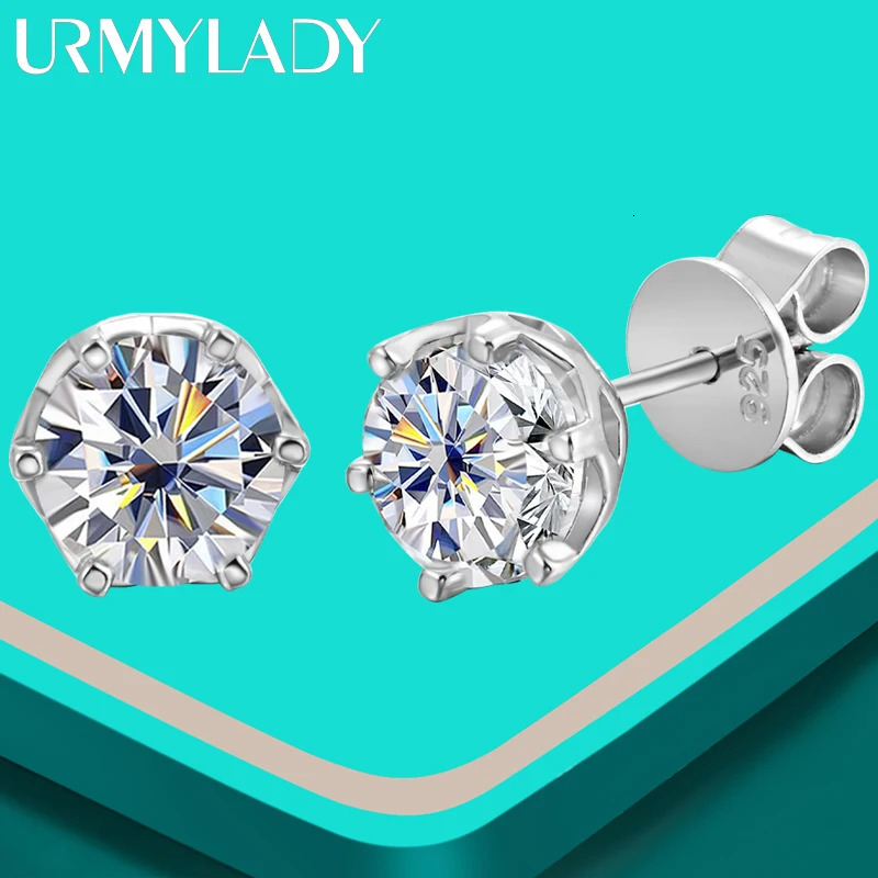 Real 051 D Color Stud Earrings For Women Top Quality 100 925 Sterling Silver Sparkling Wedding Jewelry 241031