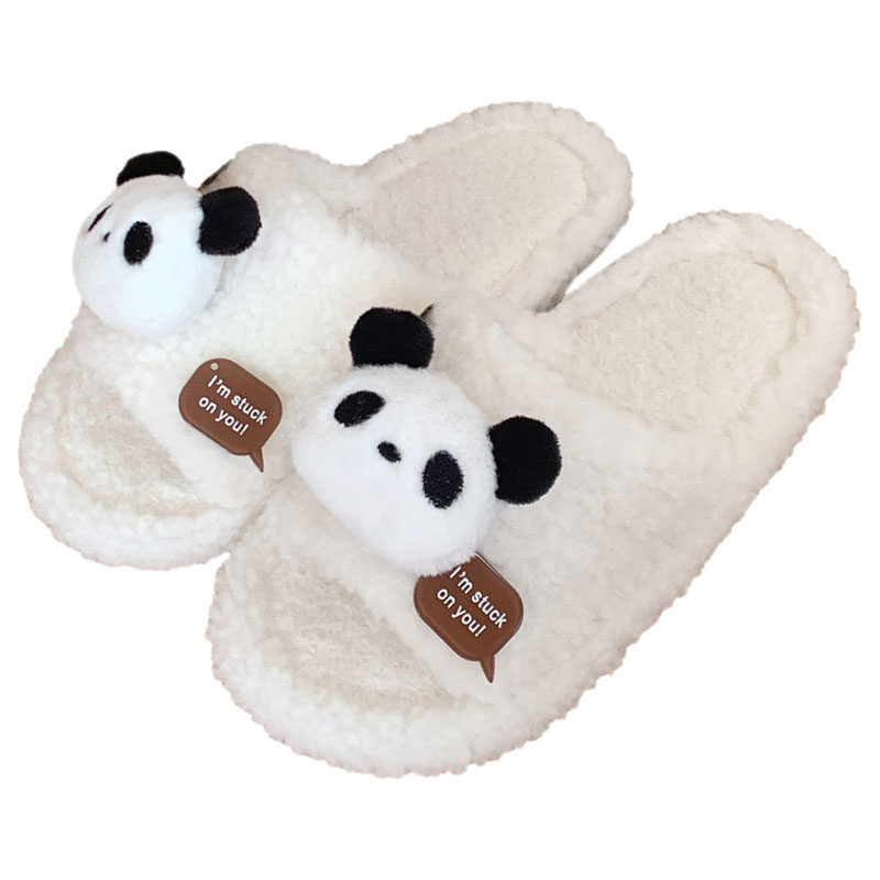Cartoon Panda Slippers Cute slippers for women girls Fashion Kawaii Fluffy warm winter women cartoon panda shoes