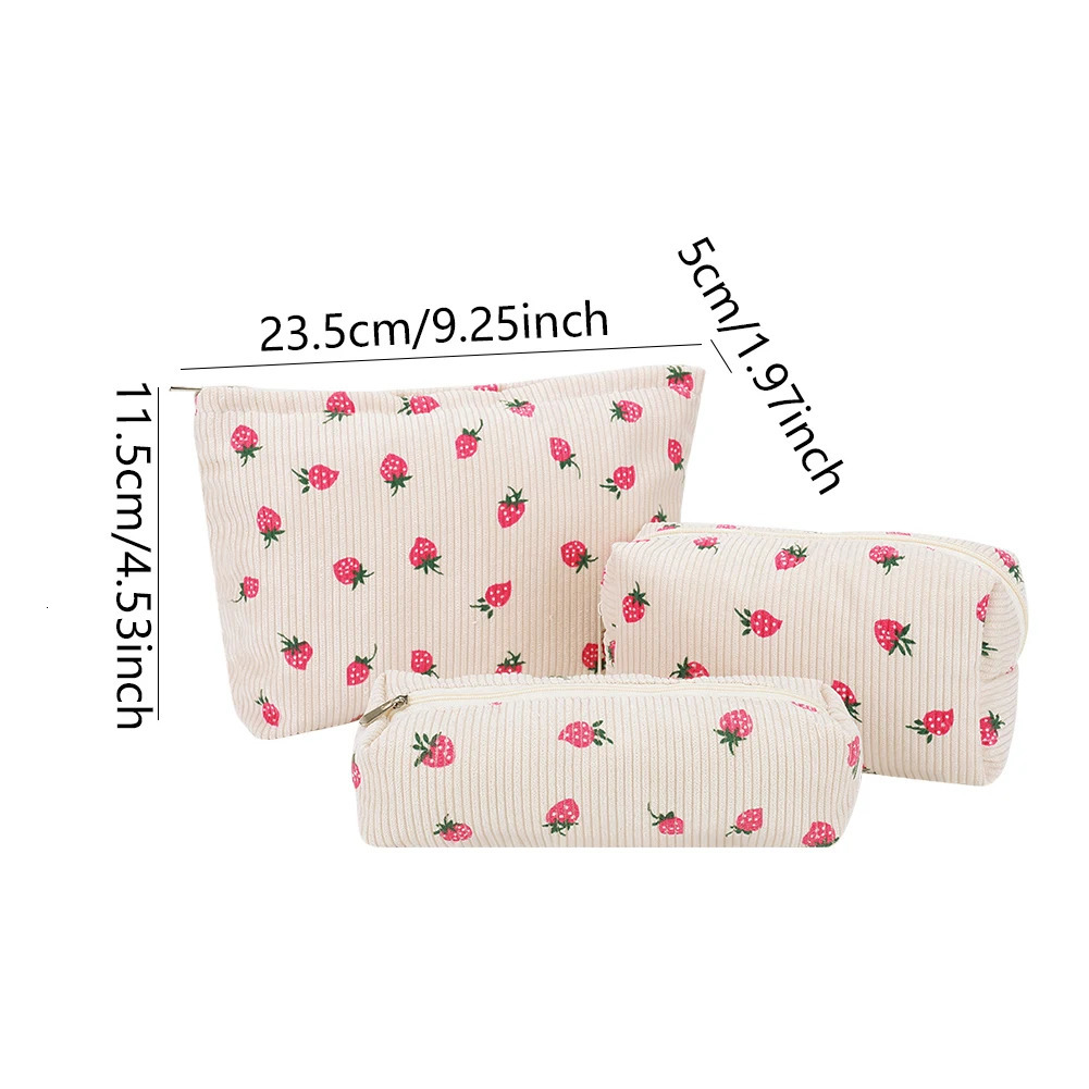 3 womens Corduroy cosmetic bags large capacity travel toilet bags makeup organizer 241031