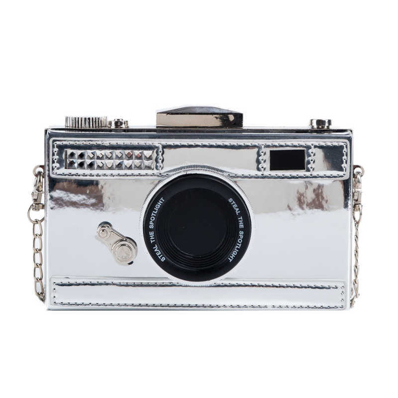 CMM Camera Bag New Korean Version Fashion Personality Patent Leather Shiny Surface Single Shoulder Crossbody Box Bag for Women