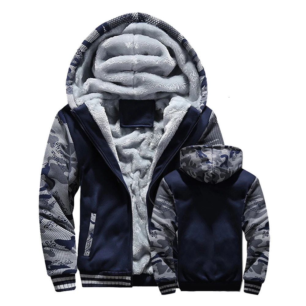 Winter Jacket Men Warm Coat Thick Fleece Male Zipper Hooded Jackets Casual Sportswear Outerwear Long Sleeves Sports Hoody 241031